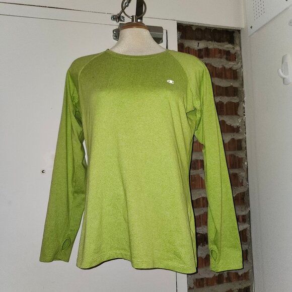 Champion Tops - Champion Size XL Long Sleeve T-Shirt Tee Top Thumbholes Lime Green